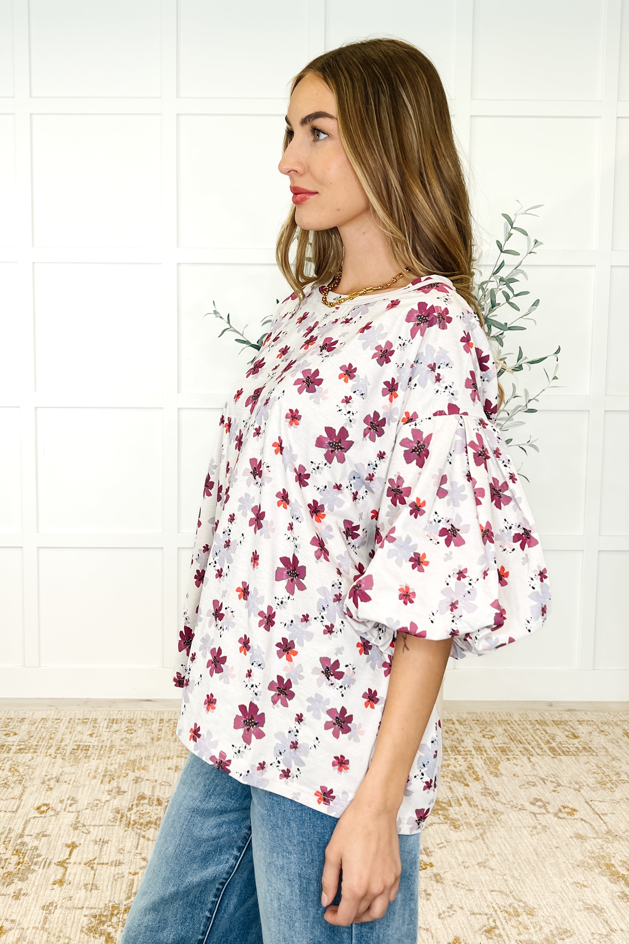 Blossom Breeze Balloon Sleeve Blouse
