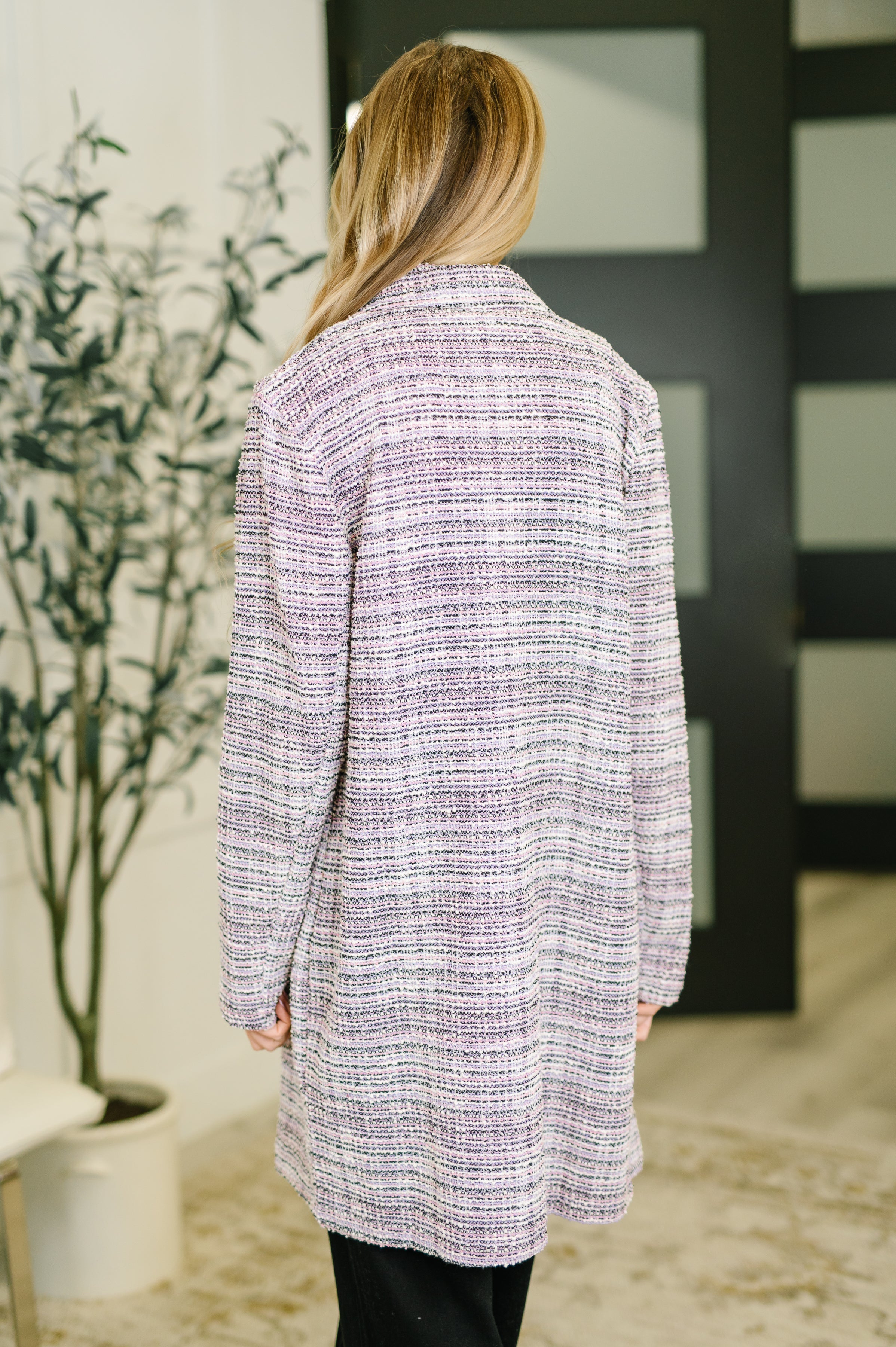 Brixton Tweed Midi Blazer in Lavender Ivory