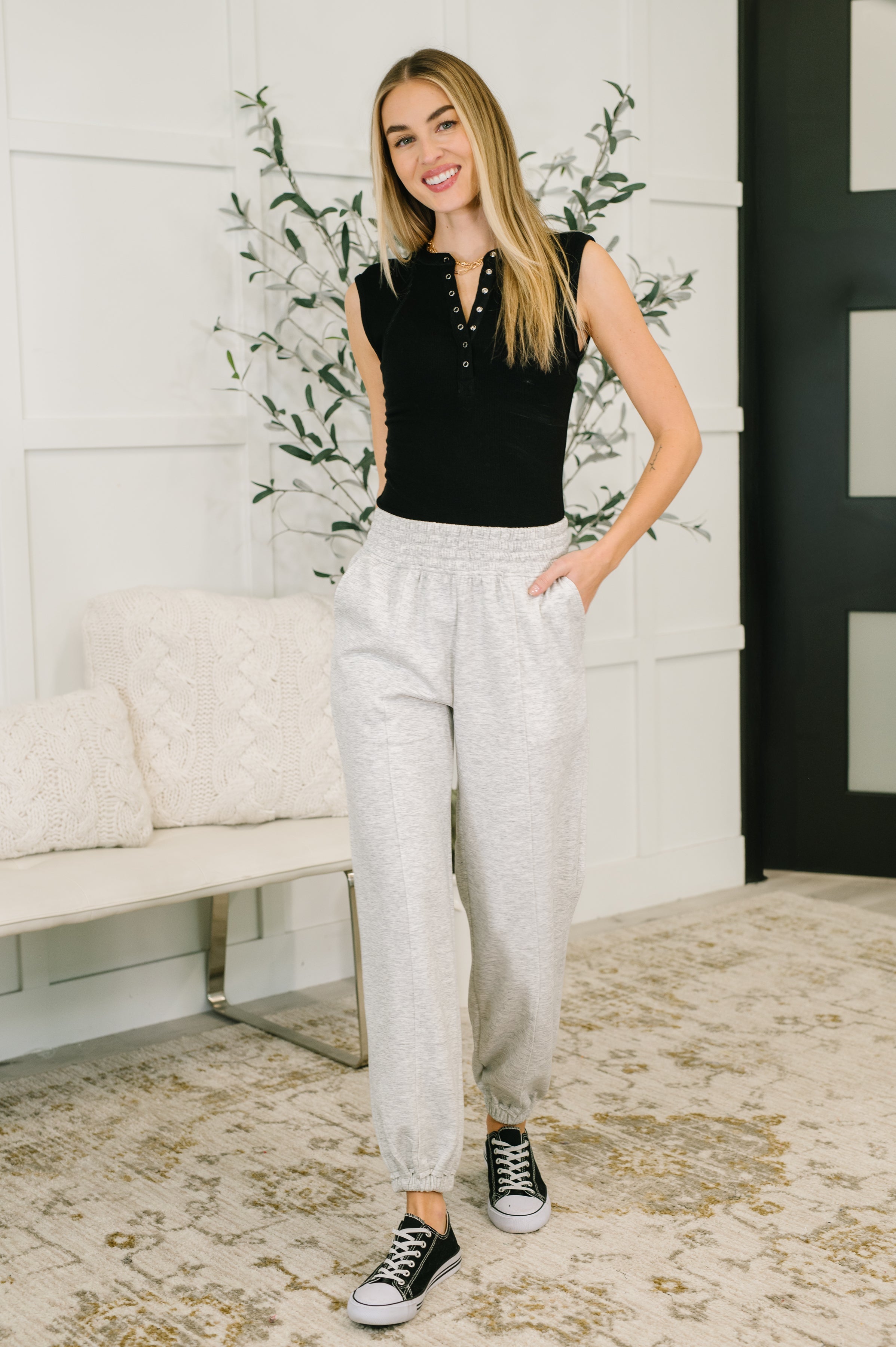 Every Second, Every Hour Jogger Bottoms in Heather Grey
