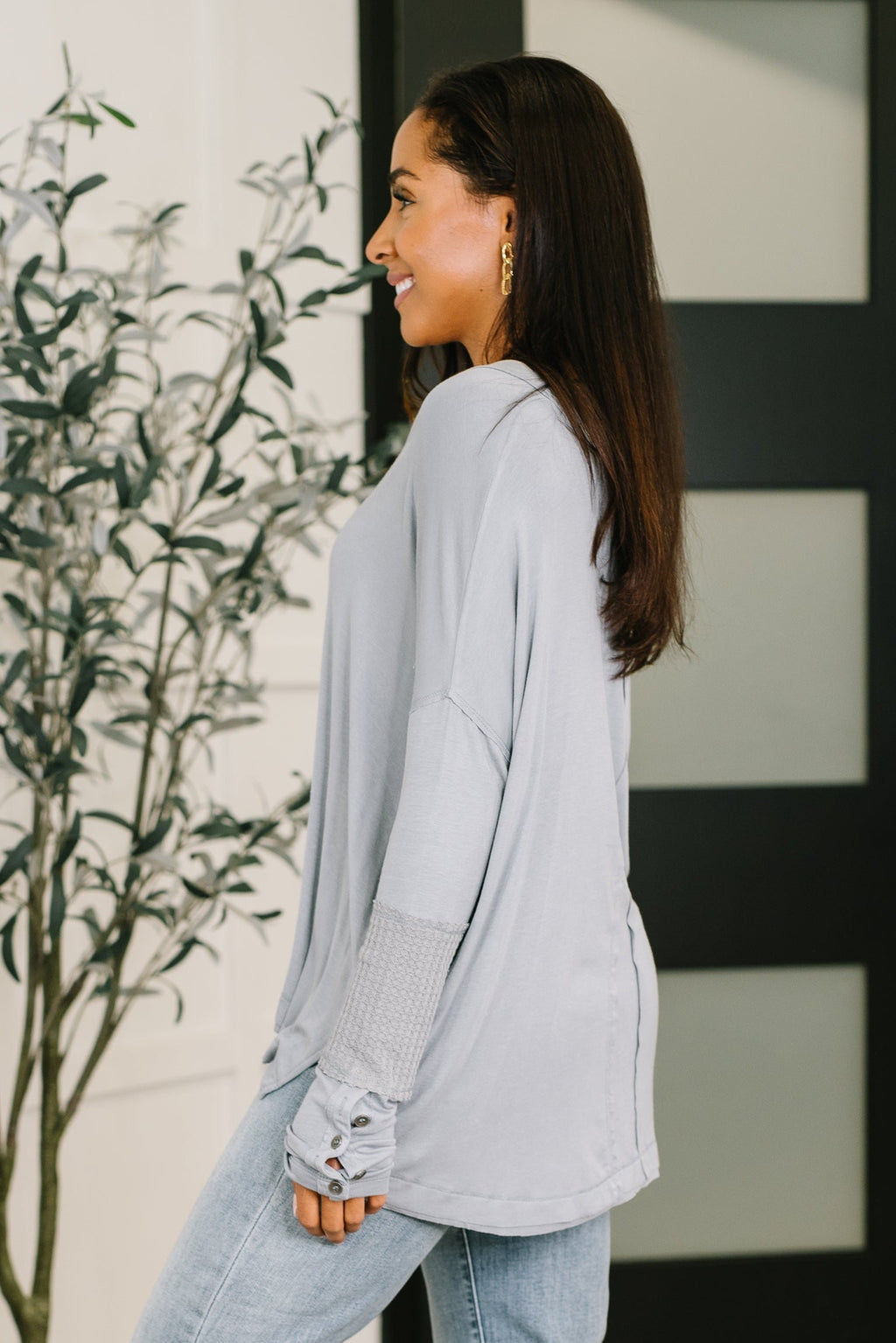 Feel That Something Contrast Sleeve Top