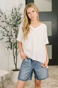 Growing Restless V-Neck Tee in White