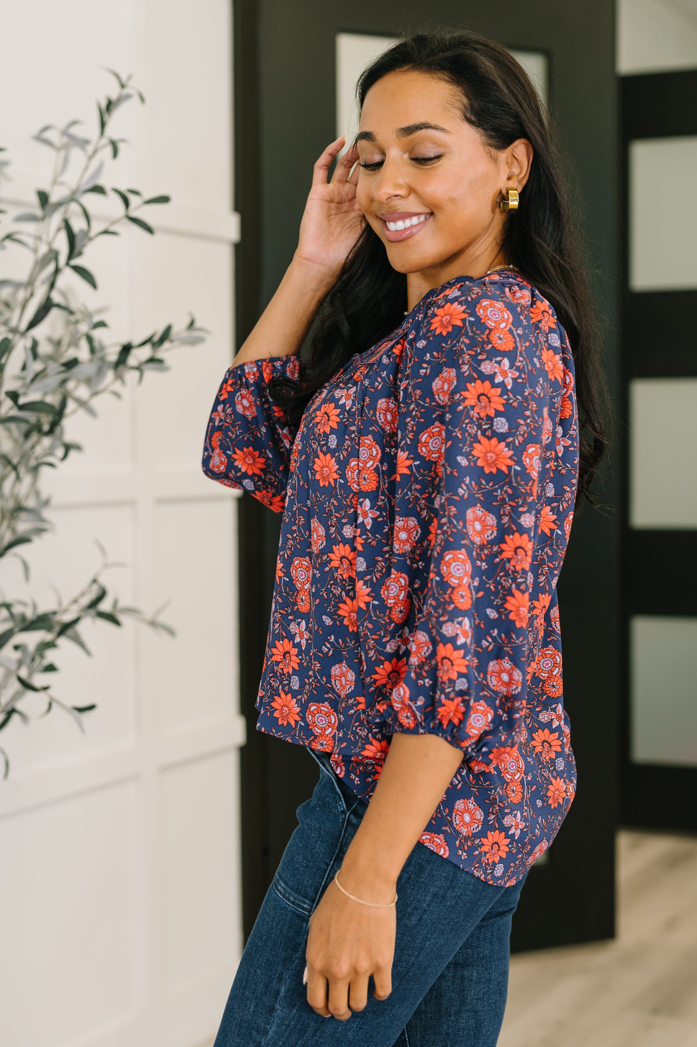 Hitherto Unknown Floral Babydoll Blouse