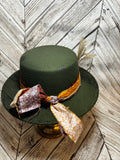 Olive & Turquoise Custom Felt Hat