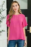 Pink and Perfect Ruffle Sleeve Top