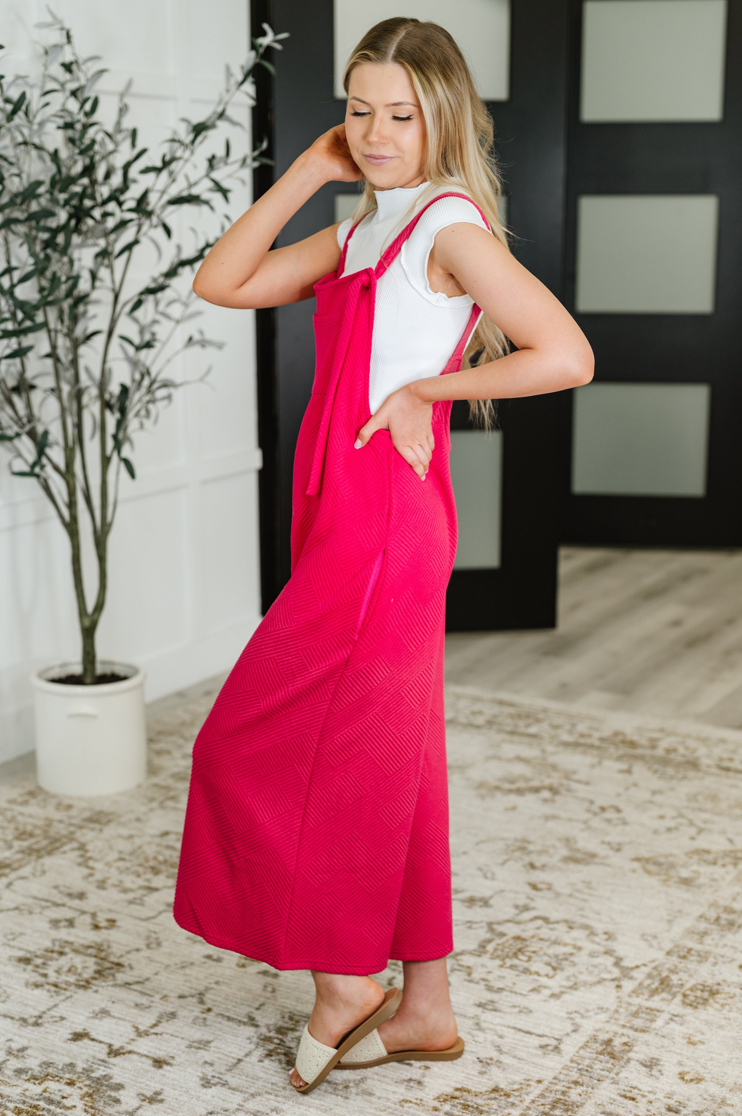 Suit Yourself Adjustable Strap Jumpsuit in Pink