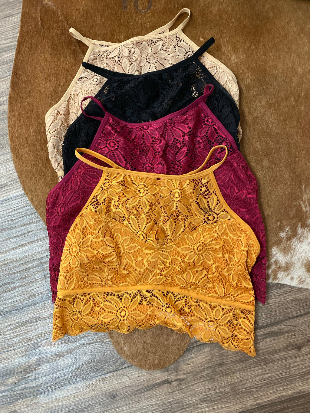 Keyhole High Neck Lace Bralette