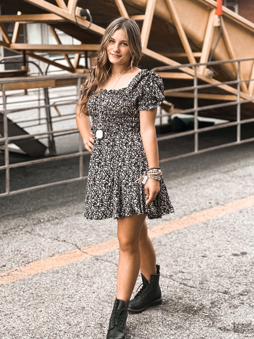 Classic Vintage Black Floral Dress